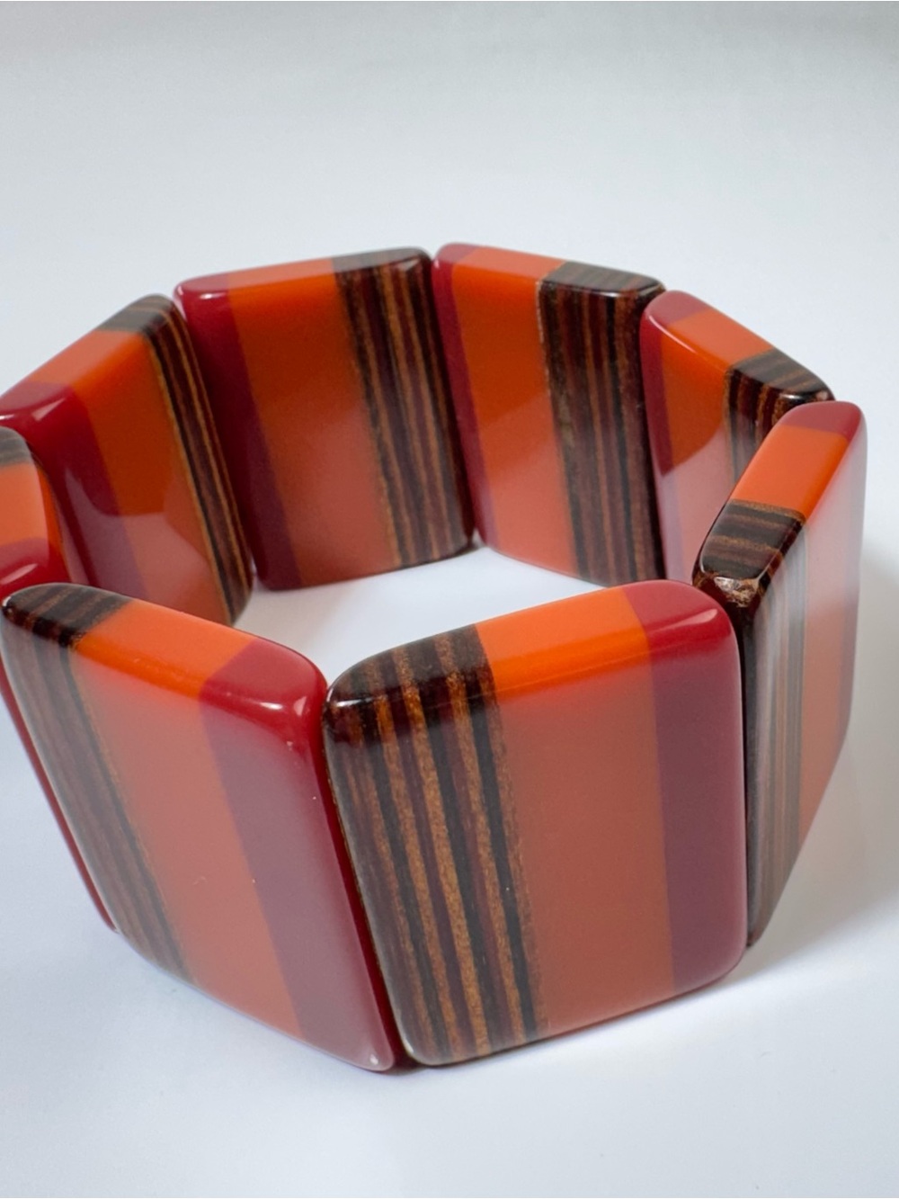 Vintage Bakelite Stretchie Block Bracelet